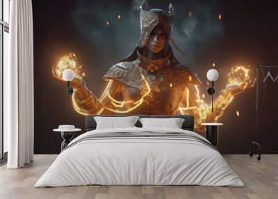 image generated by artificial intelligence, character design, void arcanist, mist, photorealistic, octane render, unreal engine, hyper detailed, volumetric lighting Wall mural