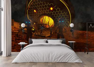 ufo crashes,3d illustration Wall mural