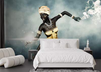 Voodoo queen or Lady shaman,3d illustration for book cover ideas Wall mural