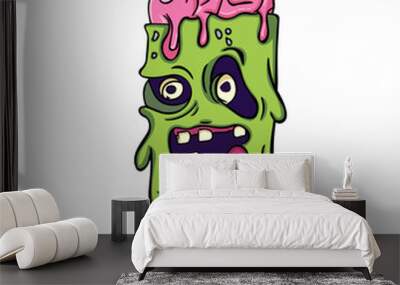 2D flat, Abstract character design Ice cream zombie will be melted, Vector creative illustration cute cartoon object on white background for decoration graphic design and artwork, Halloween concept. Wall mural