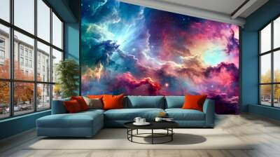 A Kaleidoscope of Colors: Exploring the Wonders of Space, Galaxy, and Nebula in a Vibrant and Enchanting Journey Wall mural