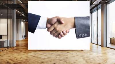 agreement symbol concept on white background, close up businessmen is handshake to contact about them business support, Business coworker background. Wall mural