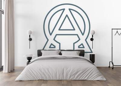 Abstract alpha and omega icon. Beginning and end sign. Greek alpha and omega symbol. Alpha and omega logo. Thin line icon on white background. Vector illustration. Wall mural