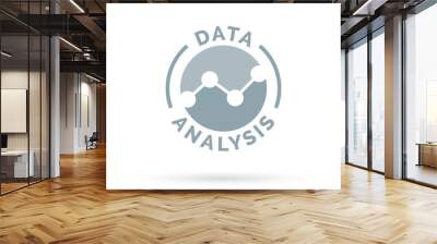 Data analysis icon with grey concept line dots graph symbol. Vector illustration. Wall mural