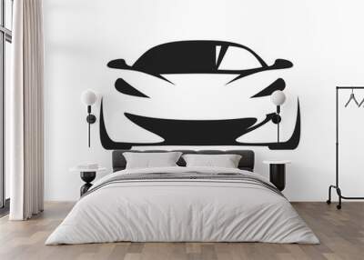 original concept car with black supercar sports vehicle silhouette on white background. vector illus Wall mural