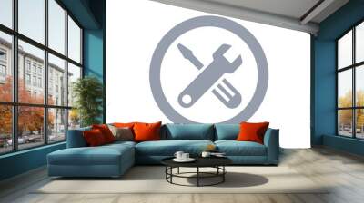 Repair tools icon in circle outline. Spanner and screwdriver sign. Service toolkit symbol. Vector illustration. Wall mural