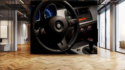 Sports car interior with dramatic nighttime lighting Wall mural