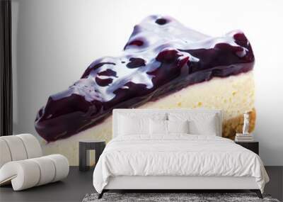 blueberries cheese cake isolated on white background Wall mural