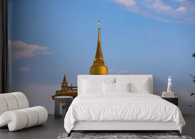 The Golden Mount at Wat Saket, Travel Landmark of Bangkok THAILAND Wall mural