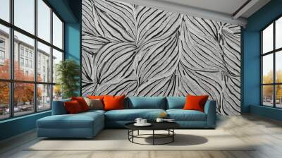 flower pattern vector repeating linear petal of flower monochrome stylis Wall mural