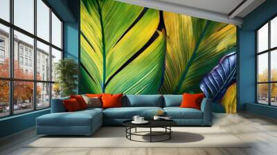 green and colorful exotic leaves Wall mural