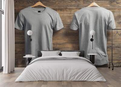 grey t shirt front and back blank t shirt mockup template for design Wall mural