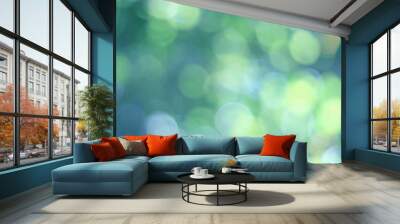 Blue Green Bokeh Background Wall mural