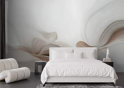 Ethereal Whispers: Abstract beige and white fluid art background with swirling patterns, evoking a sense of calm, movement, and natural elegance.  Wall mural