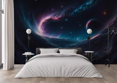 Galaxy and universe, vast galaxy, sky light in space, planets and stars, beauty of space exploration. Wall mural