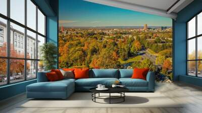 Autumn Aerial view of the City of Allentown, Pennsylvania Wall mural