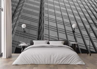 Bottom up view of Modern office building in Hong Kong with B&W color Wall mural