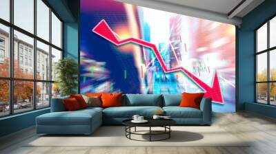 Finance Stock market with abstract light trials background. Index graph chart Wall mural