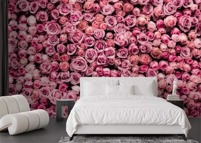 flowers wall background with amazing roses Wall mural