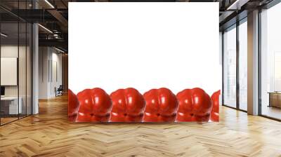 fresh whole sweet red pepper on white background Wall mural