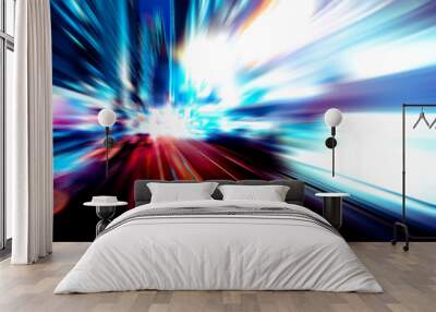 moving traffic light trails at night
 Wall mural