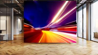 moving traffic light trails at night
 Wall mural