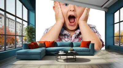 Cute young surprised boy Wall mural