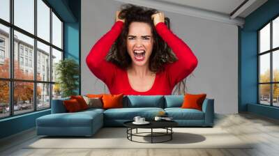 Very frustrated angry woman screaming Wall mural