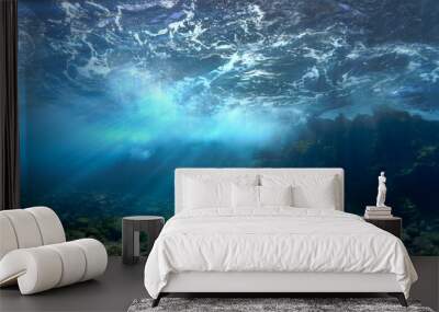 underwater scene with rays of light Wall mural