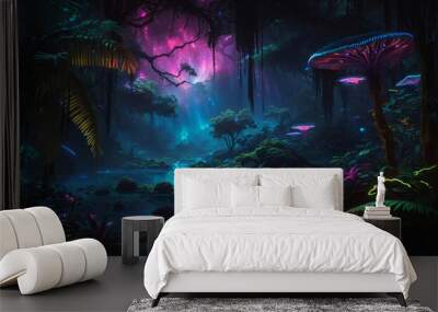 a dark enchanted fantasy jungle forest Wall mural