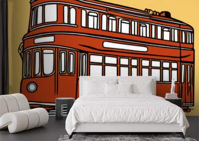 cute tram background art hi Wall mural