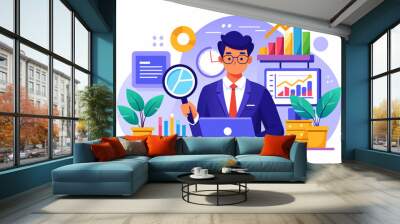 manager auditing business data concept flat illust Wall mural