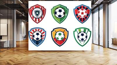 Set logo sport soccer vector white background Wall mural