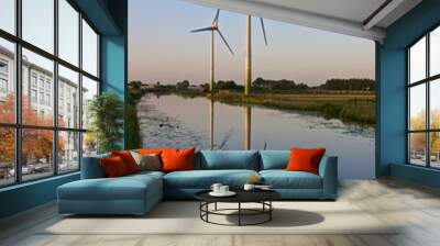 two modern windturbines Wall mural