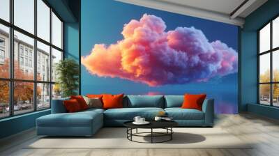 3D illustration of a digital cloud on a blue background, representing cloud computing, data storage, and modern technology concepts. Wall mural