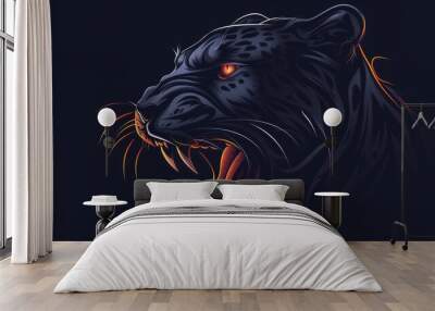 A logo for a business or sports team featuring a stylized. fierce black panther cat. that is suitable for a t-shirt graphic. hyper realistic  Wall mural