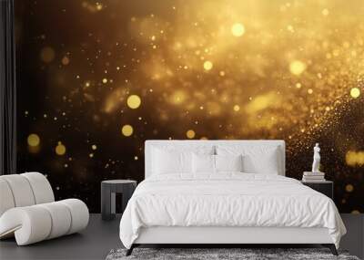 abstract gold, black and gold glitter background with fireworks. christmas eve, 4th of july holiday concept Wall mural