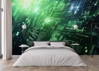 Abstract green technology illustration background Wall mural