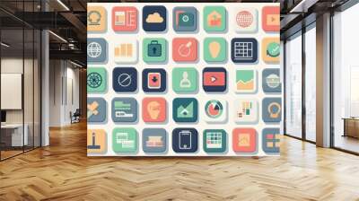 Abstract vector collection of colorful flat business and finance icons. Design elements for mobile and web applications. Wall mural