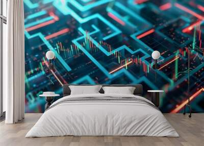 An abstract financial maze, representing the challenges and strategies of investing  Wall mural