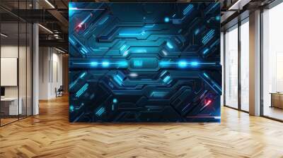 Banner for technology web page, futuristic banner with blue tonality Wall mural