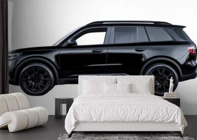 black SUV car isolated on a transparent or a white background, cut out, PNG Wall mural