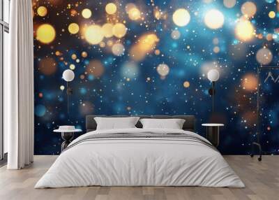 Blue and gold Abstract background and bokeh on New Year's Eve. AI generativ. Wall mural