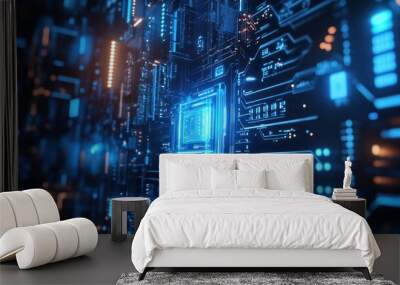 blue tech background Wall mural