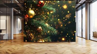 christmas background with christmas tree. christmas banner Wall mural