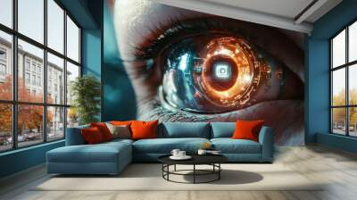 close up of futuristic augmented eye - future technology concept Wall mural