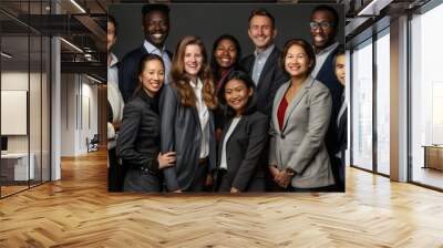 Diverse professional team smiling in business attire for corporate portrait hyper realistic  Wall mural