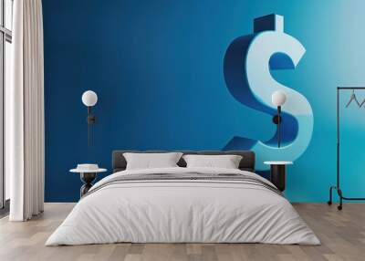 Dollar symbol or sign on blue background. Business and finance currency or money illustration wallpaper, economy banking and market wealth concept. Payment technology, deposit income Wall mural