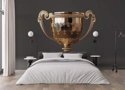 Golden Trophy Cup: Isolated on transparent background, Generative Ai Wall mural