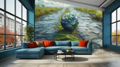 green planet earth climate crossroads navigating the path to a sustainable earth Wall mural